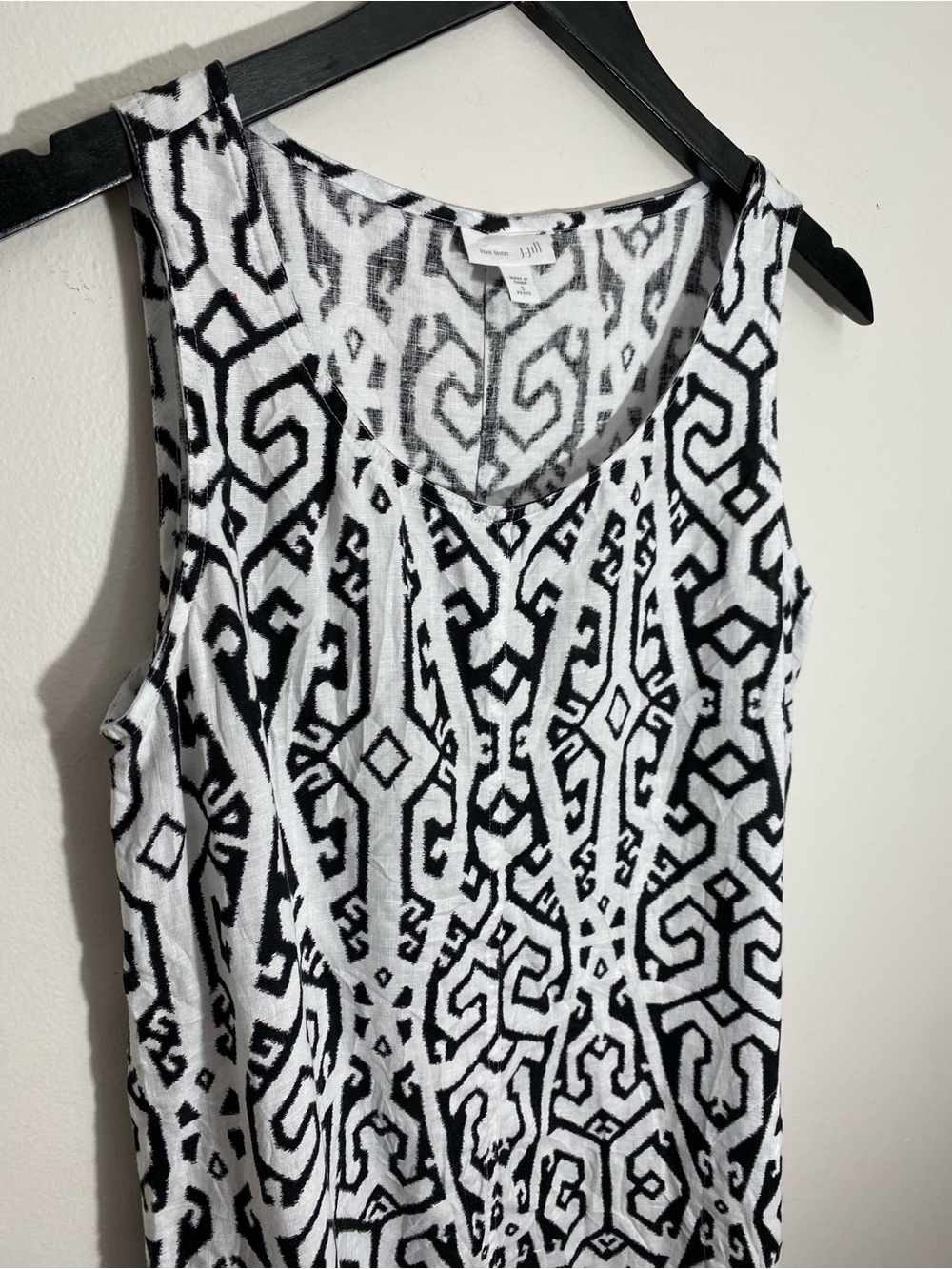 J. Jill Black and White Abstract Linen-Blend Dress Petite Small - Picture 6 of 16